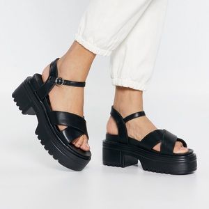 Faux Leather Platform Sandal